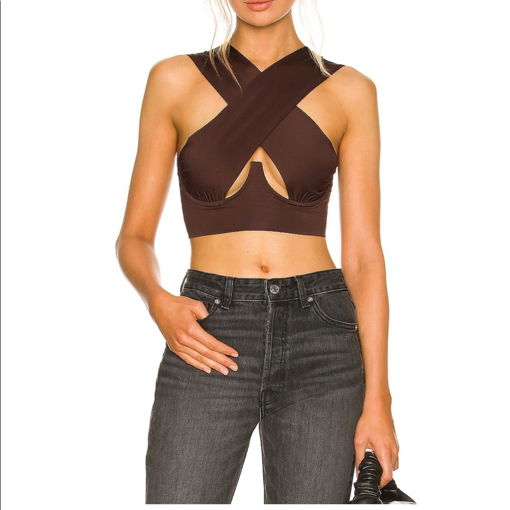 Revolve chocolate brown corset top